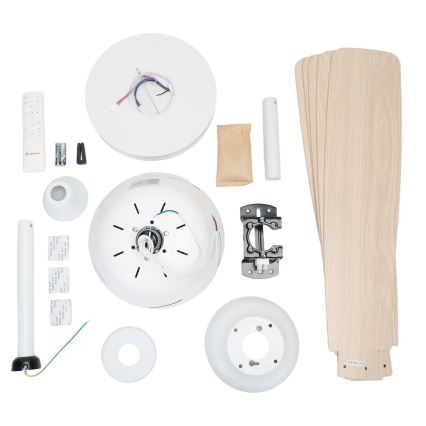 Aigostar - LED Dimbar takfläkt LED/20W/230V 2700-6500K 132cm vit/beige + fjärrkontroll