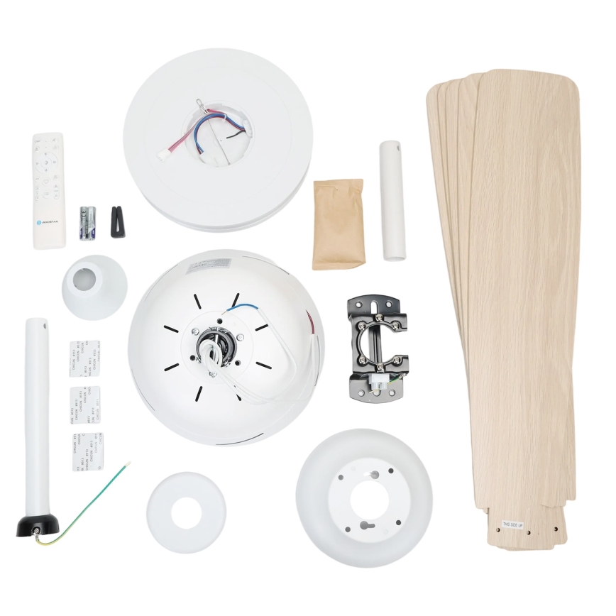 Aigostar - LED Dimbar takfläkt LED/20W/230V 2700-6500K 132cm vit/beige + fjärrkontroll