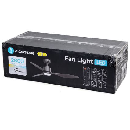 Aigostar - LED Dimbar takfläkt LED/20W/230V 2700-6500K 132cm svart + fjärrkontroll