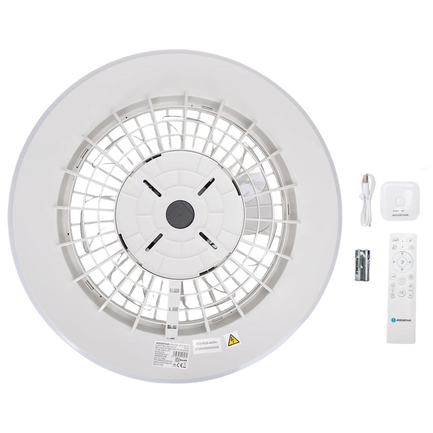 Aigostar - LED Dimbar taklampa med fläkt MESH LED/40W/230V 2700-6500K vit + fjärrkontroll