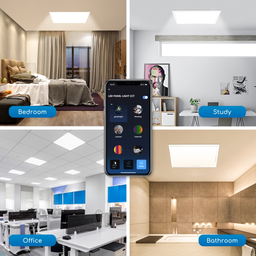 Aigostar - LED dimbar infälld panel 32W/230V Wi-Fi 60x60 cm