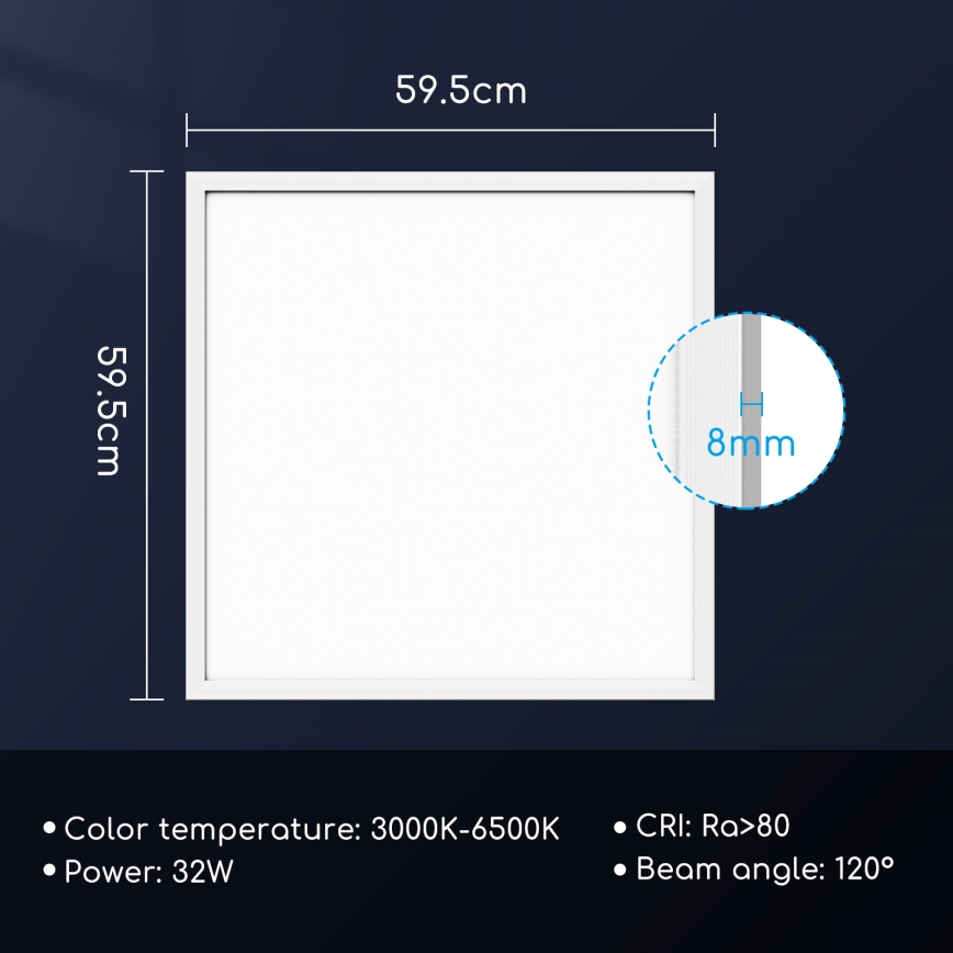 Aigostar - LED dimbar infälld panel 32W/230V Wi-Fi 60x60 cm