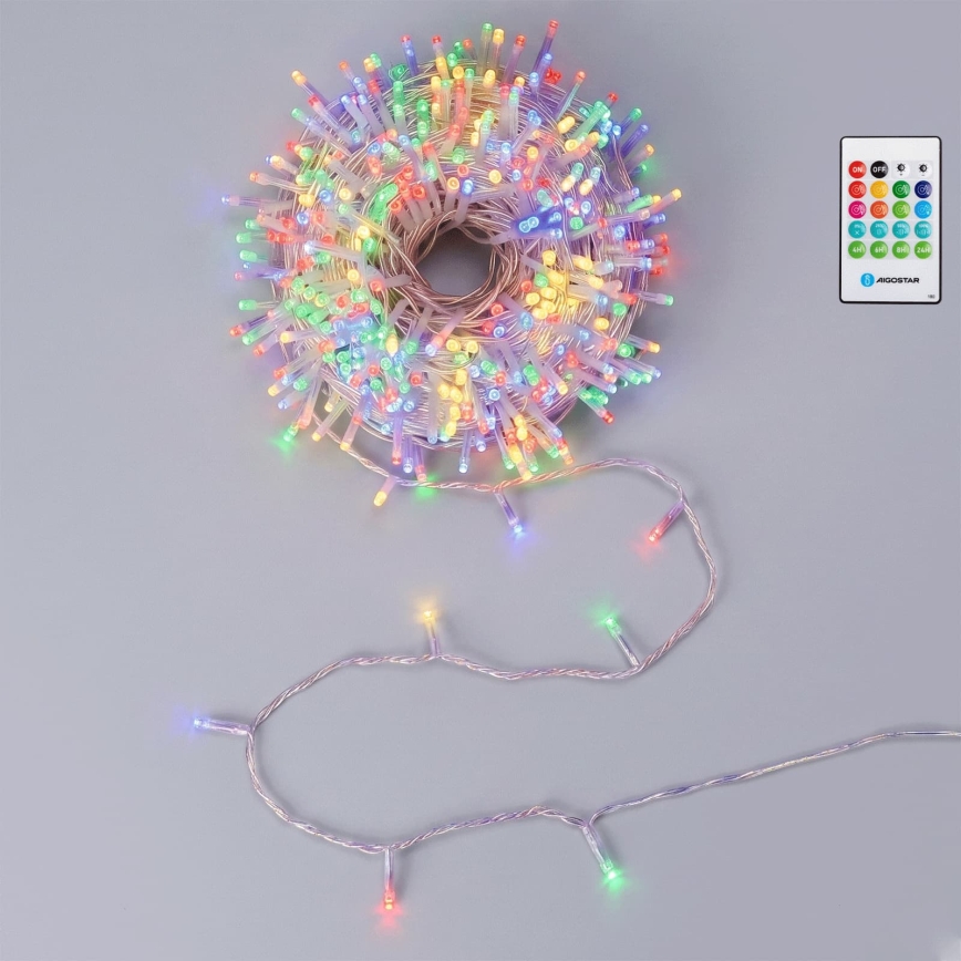 Aigostar - LED dimbar utomhus julslinga med rörelsesensor 100xLED/3xAA 12m flerfärgad + fjärrkontroll