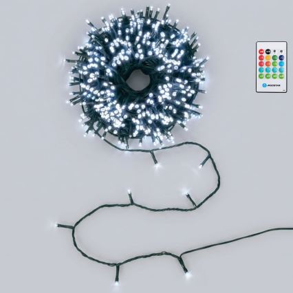 Aigostar - LED Dimmbar utomhus julslinga med rörelsesensor 100xLED/3xAA 12m kallvit + fjärrkontroll