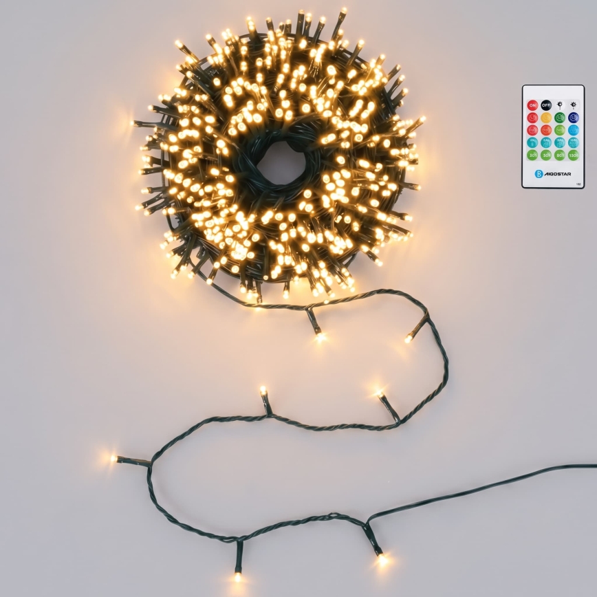 Aigostar - LED Dimbara utomhusljusslinga med rörelsesensor 100xLED/3xAA 12m varmvit + fjärrkontroll