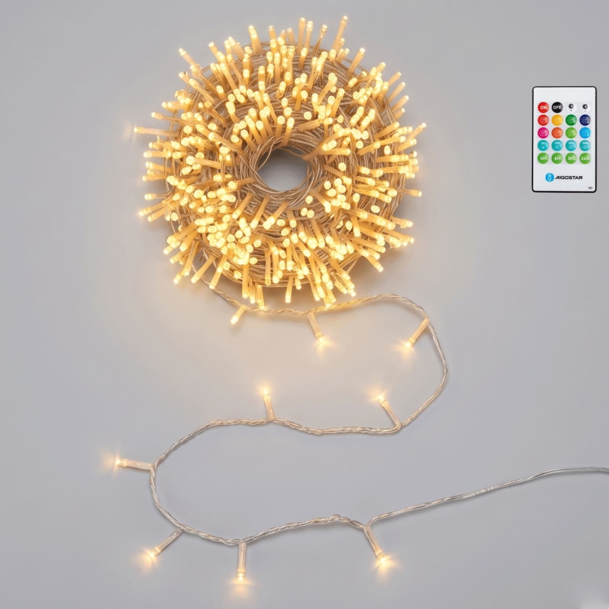 Aigostar - LED-dimbar utomhusljusslinga för jul med rörelsesensor 100xLED/3xAA 12m varmvitt + fjärrkontroll