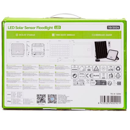 Aigostar - LED-dimmbar solcellsstrålkastare med rörelsesensor LED/120W/3,4V 6500K IP66 8000 mAh + fjärrkontroll