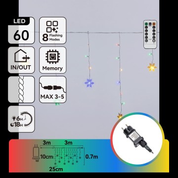 Aigostar - LED-dimmbar utomhusljusslinga 60xLED/8 funktioner 6x0,7 m IP44 flerfärgad + fjärrkontroll