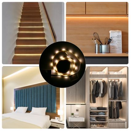 Aigostar - LED-dimbart ljusslinga med sensor 1m LED/2W/4xAAA 3000K IP65