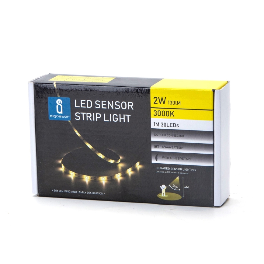 Aigostar - LED-dimbart ljusslinga med sensor 1m LED/2W/4xAAA 3000K IP65