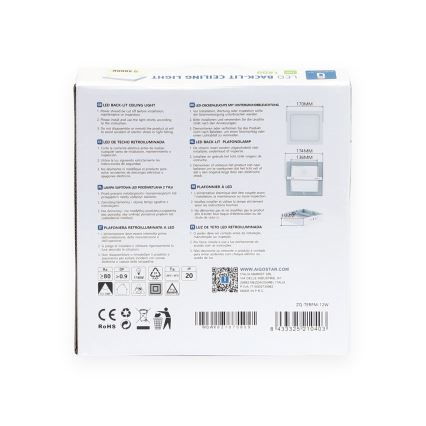 Aigostar - LED Fäst taklampa LED/12W/230V 17,3x17,3 cm 4000K vit