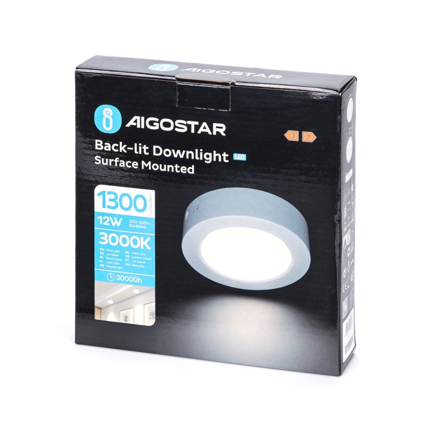 Aigostar - LED Fäst taklampa LED/12W/230V diameter 17,4 cm 3000K vit