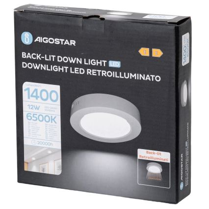 Aigostar - LED Fäst taklampa LED/12W/230V diameter 17,4 cm 6500K vit