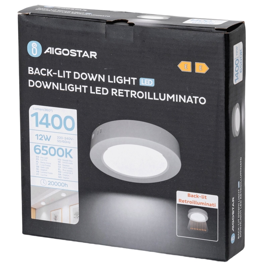 Aigostar - LED Fäst taklampa LED/12W/230V diameter 17,4 cm 6500K vit
