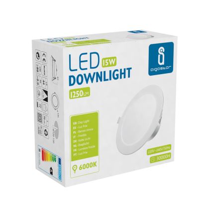 Aigostar - Infälld LED badrumsbelysning LED/15W/230V 6000K IP44 diameter 14,5 cm vit