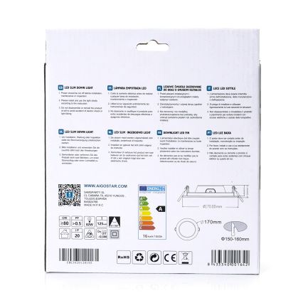 Aigostar - LED infälld belysning ULTRATHIN LED/16W/230V 6000K vit