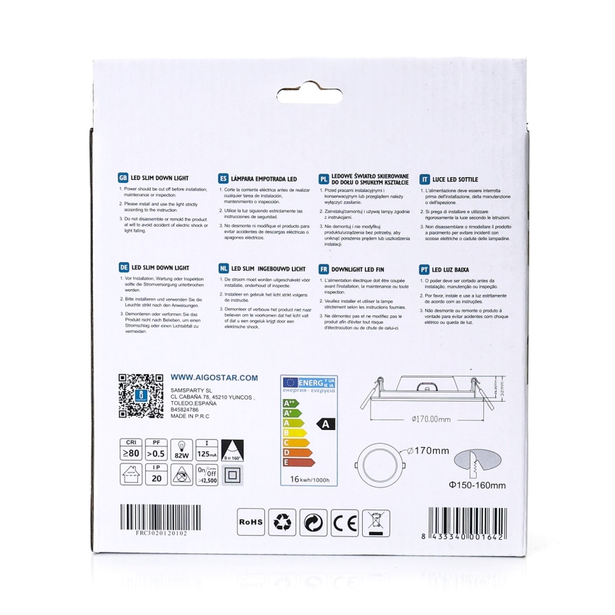 Aigostar - LED infälld belysning ULTRATHIN LED/16W/230V 6000K vit