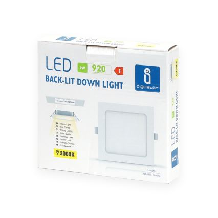 Aigostar - LED infälld takarmatur 9W/230V 3000K 14,5x14,5 cm vit