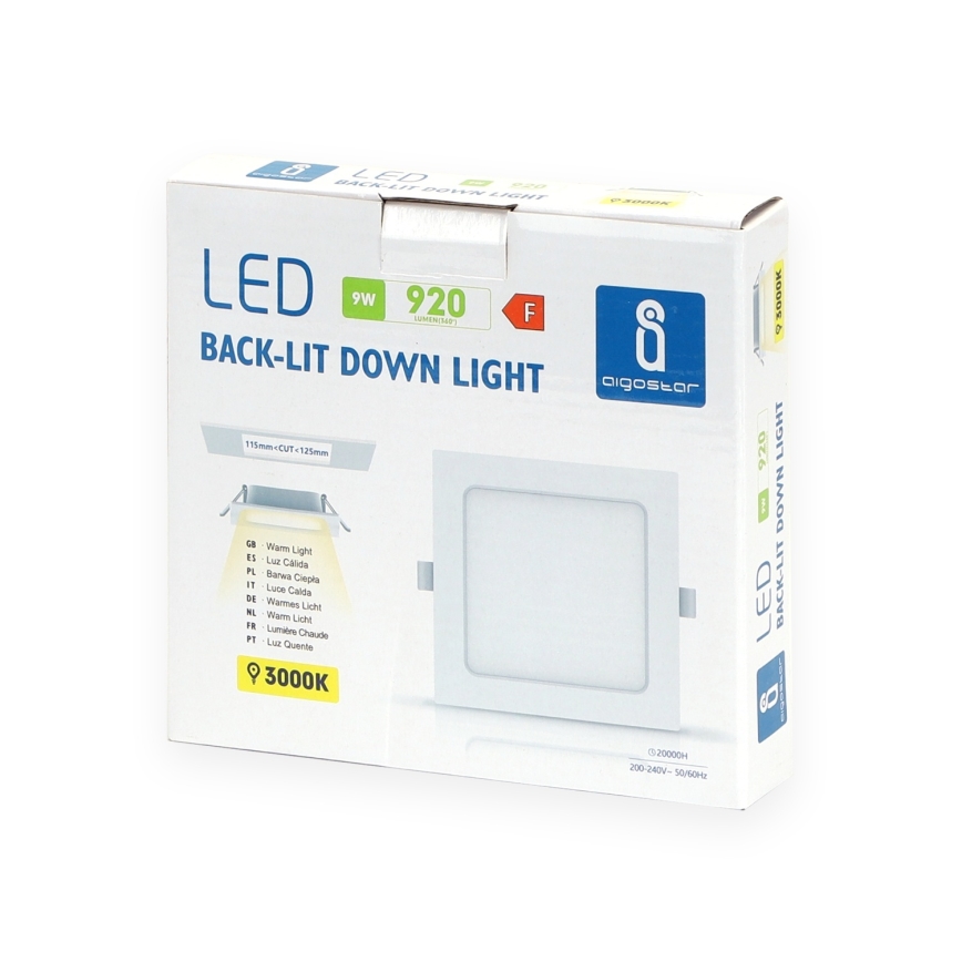 Aigostar - LED infälld takarmatur 9W/230V 3000K 14,5x14,5 cm vit