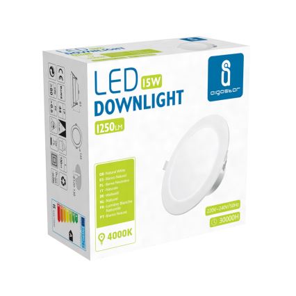 Aigostar - LED infälld badrumsarmatur LED/15W/230V 4000K IP44 Ø 14,5 cm vit