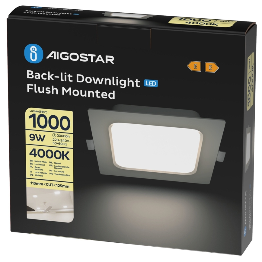 Aigostar - LED infälld takarmatur LED/9W/230V 4000K 14,5x14,5 cm vit