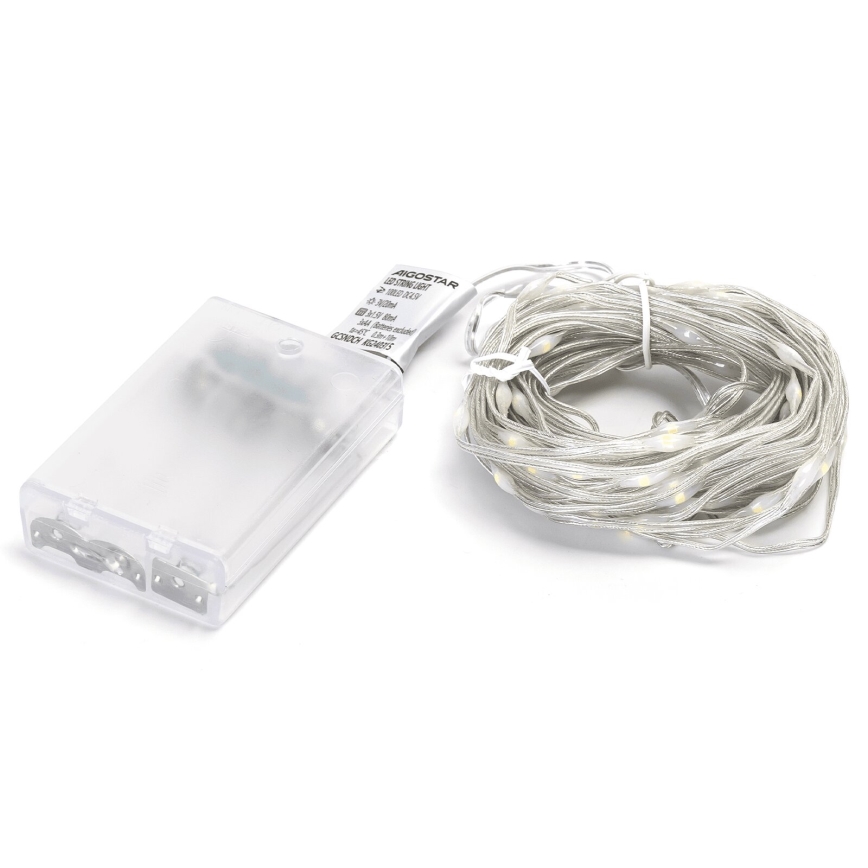 Aigostar - LED Julbelysning 100xLED/3xAA 10,3m kallvit