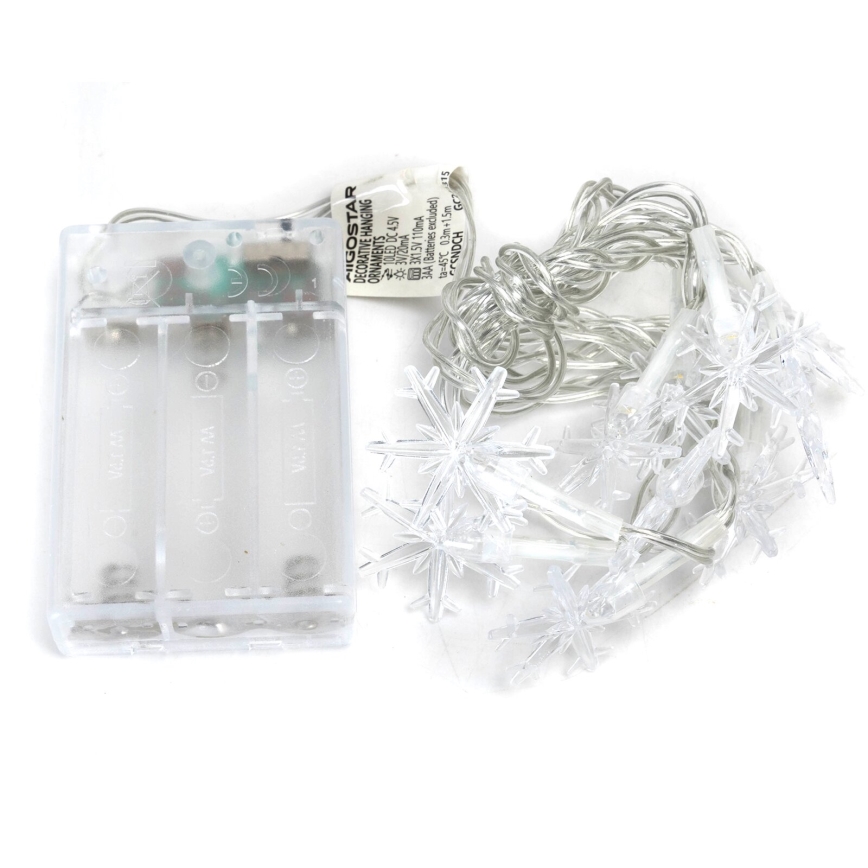 Aigostar - LED Julbelysning 20xLED/3xAA 3,3m snöflingor