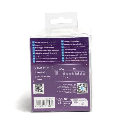 Aigostar - LED Julbelysning 20xLED/3xAA 3,3m snöflingor