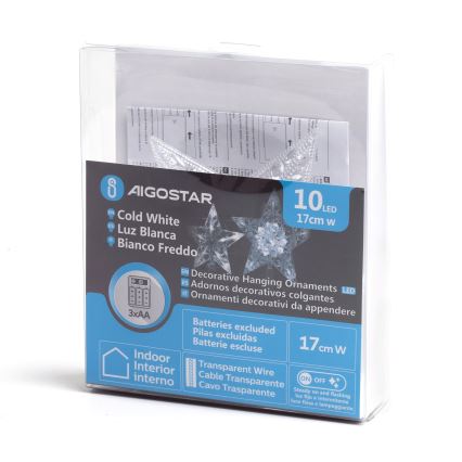 Aigostar - LED juldekoration 10xLED/3xAA kallvit stjärna