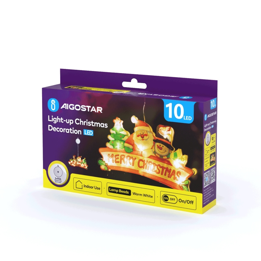 Aigostar - LED-juldekoration 10xLED/3xAAA God jul 13 cm