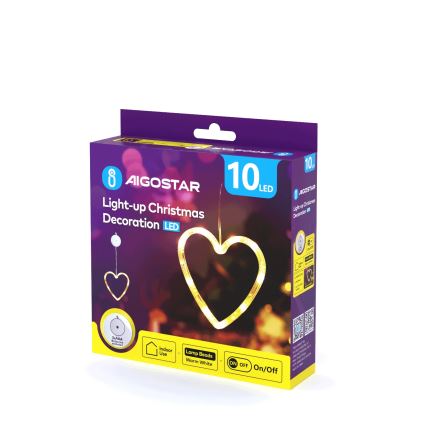 Aigostar - LED-juldekoration 10xLED/3xAAA hjärta 16 cm