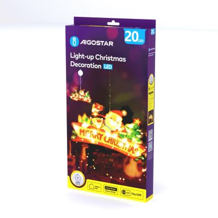 Aigostar - LED-juldekoration 20xLED/3xAAA God jul 23 cm