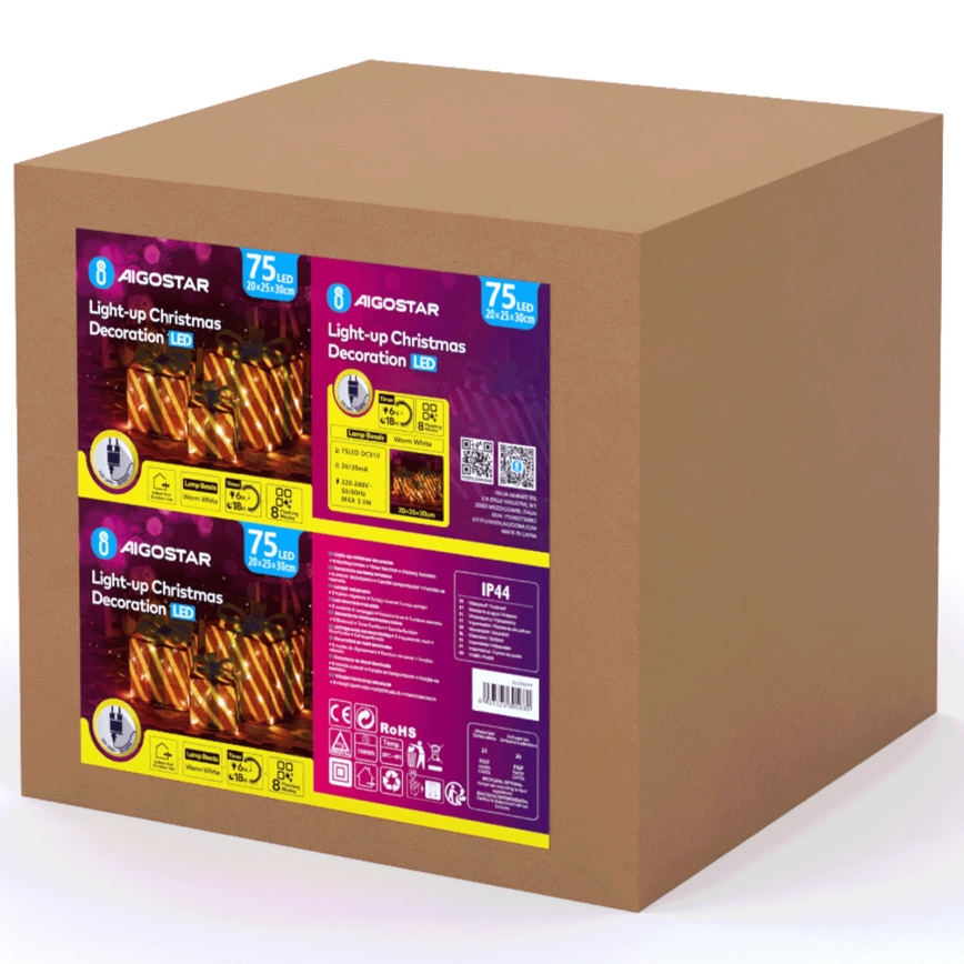 Aigostar- LED juldekoration för utomhusbruk 3,6W/31/230V 2700K 20/25/30cm IP44 presenter