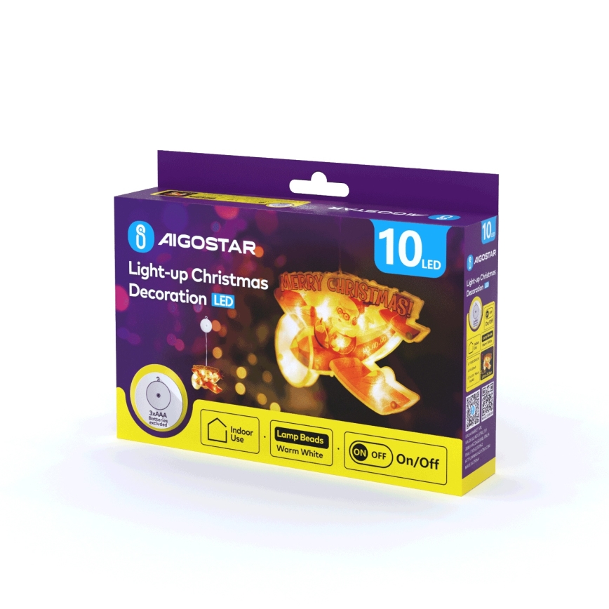 Aigostar - LED juldekoration LED/3xAAA Julflygplan 17cm