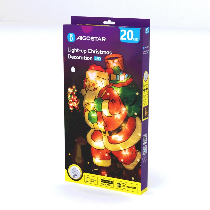 Aigostar - LED juldekoration LED/3xAAA Santa 45cm