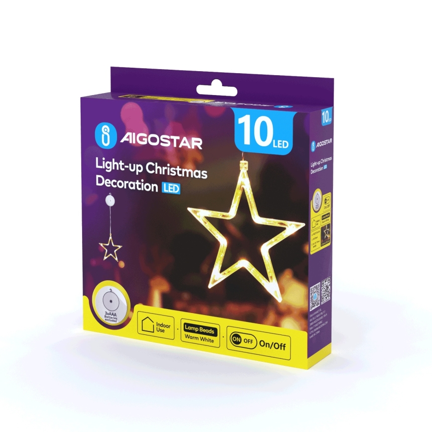 Aigostar - LED juldekoration LED/3xAAA stjärna 19cm