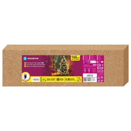 Aigostar - LED utomhus julgran 165 LED/8 funktioner 1,5 m IP44 varmvit