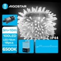 Aigostar - LED julkedja för utomhusbruk 100xLED/8 funktioner 13m IP44 kall vit