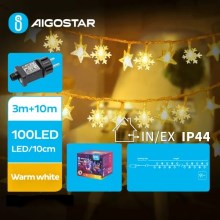 Aigostar - LED julkedja för utomhusbruk 100xLED/8 funktioner 13m IP44 varm vit