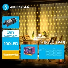 Aigostar - LED julkedja för utomhusbruk 100xLED/8 funktioner 4,5x1,5m IP44 varm vit
