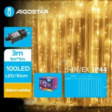 Aigostar - LED julkedja för utomhusbruk 100xLED/8 funktioner 4x1m IP44 varm vit