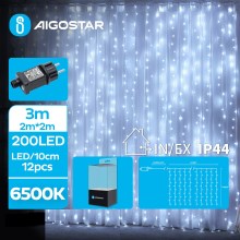 Aigostar - LED julkedja för utomhusbruk 200xLED/8 funktioner 5x2m IP44 kall vit