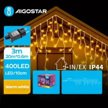 Aigostar - LED julkedja för utomhusbruk 400xLED/8 funktioner 23x0,6m IP44 varm vit