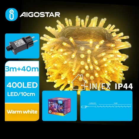 Aigostar - LED julkedja för utomhusbruk 400xLED/8 funktioner 43m IP44 varm vit