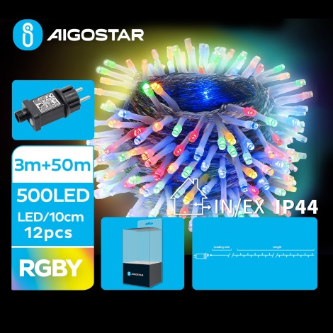Aigostar - LED julkedja för utomhusbruk 500xLED/8 funktioner 53m IP44 Flerfärgad