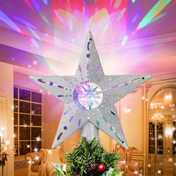 Aigostar - LED julprojektor med snöflingor LED/5W/230V flerfärgad stjärna silverfärgad
