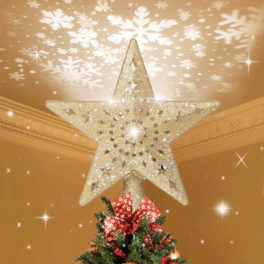 Aigostar - LED-julprojektor med snöflingor LED/5W/230V kallvit guldstjärna