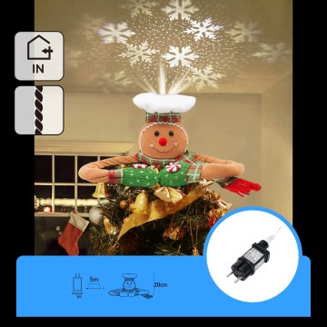 Aigostar - LED julprojektor med snöflingor LED/5W/230V kallvit pepparkaka
