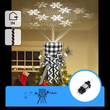 Aigostar - LED julprojektor med snöflingor LED/5W/230V kallvit svart/vit