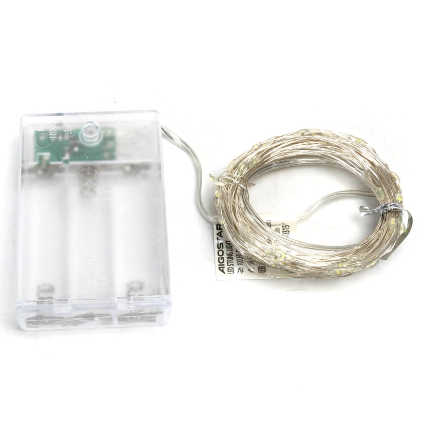 Aigostar - LED julslinga 100xLED/3xAA 10,3m kallvit